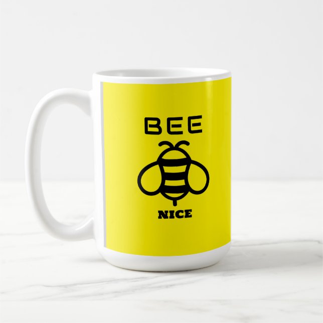 Mug Bee Nice with Yellow Background Design (Gauche)