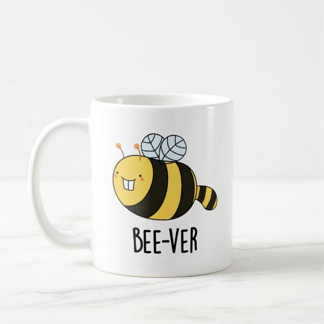 Mug Bee ver Funny Animal Beaver Bee Pun (Gauche)