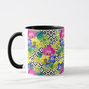 Mug Bégonia et palmettes d'orchidée