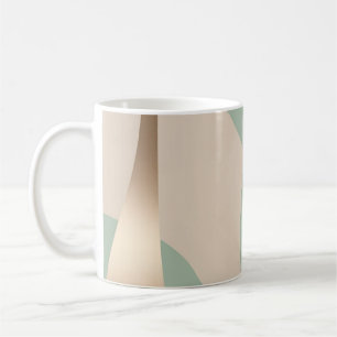 Mug Beige Élégant & Vert Doux avec Accents Dorés