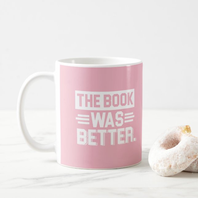 Mug Bel intoxiqué rose de lecture - le livre était (Avec donut)