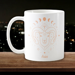 Mug Bélier Ligne Artistique Blanc Pêche