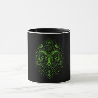 Mug Bélier néon vert Signe du zodiaque Bélier - Géomét