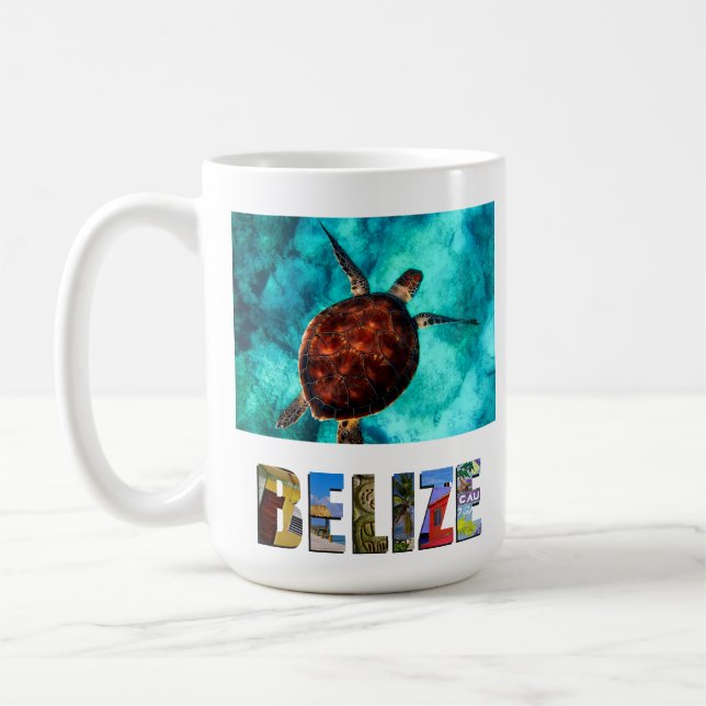 Mug Bélize Sea Turtle Blue Ocean Beach Travel Photo (Gauche)