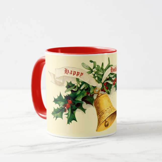 Mug Bell vintage, Mistletoe & Holly (Devant gauche)