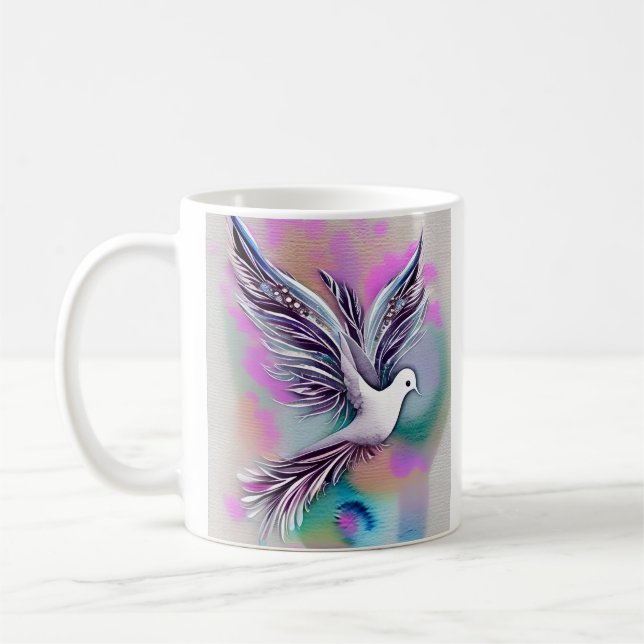 Mug Belle Aquarelle Ethérée Blanche (Gauche)