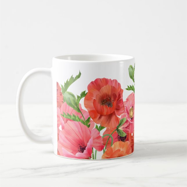 Mug Belle Aquarelle Rouge Pink Pies Floral (Gauche)