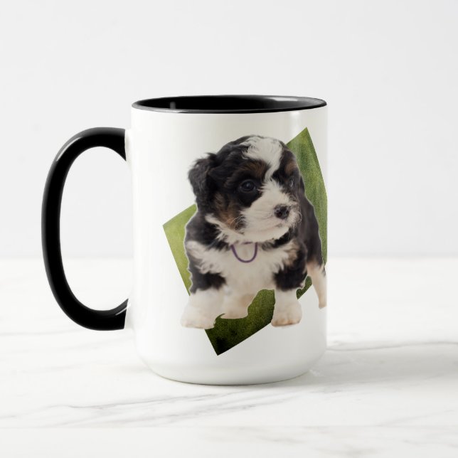 Mug Belle Bernedoodle Vert Puppy Art (Gauche)