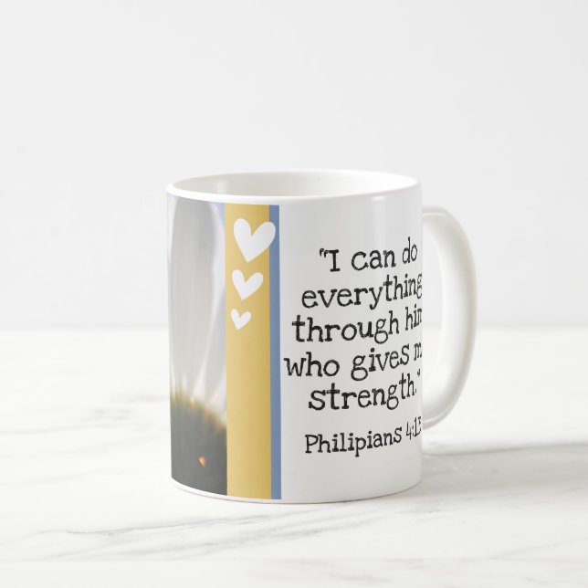 Mug Belle Bible Verse Daisy Modèle photo sur mesure (Devant droit)