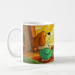 Mug Belle caricature chiens pop-corn et film