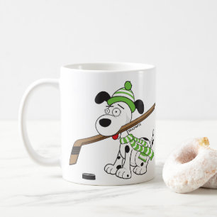 Mug Belle caricature Hockey Chien Écharpe verte et Ca
