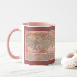Mug Belle carte ancienne du monde avec texte latin