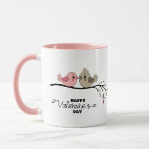 Mug Belle Cartoon Lovebirds sur la branche Saint-Valen