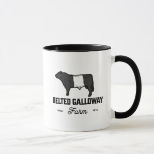 Mug Belle ceinture de Vache Galloway badge rond ou con
