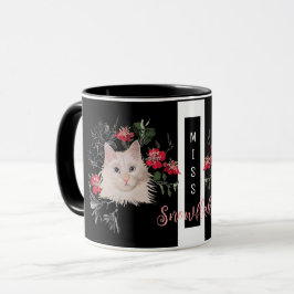 Mug Belle chatte blanche mignonne avec le nom de votre