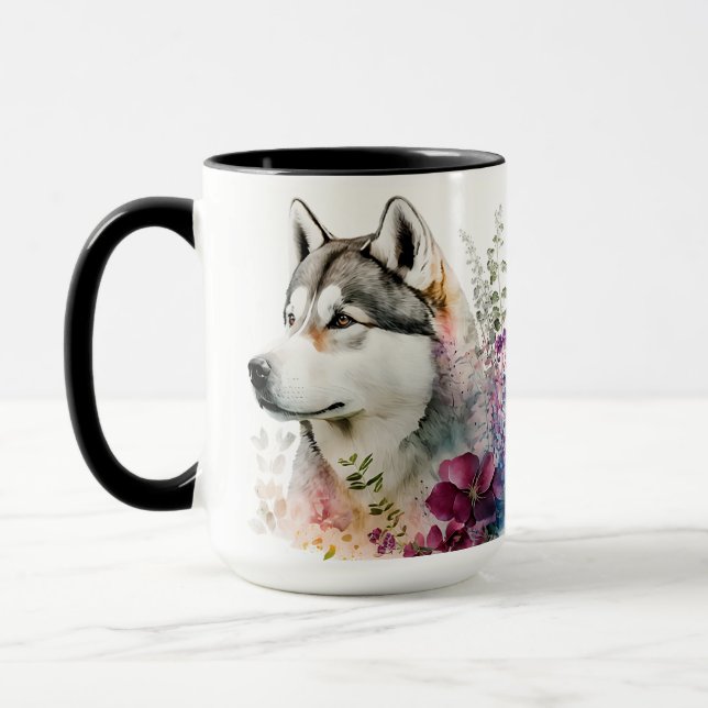 MUG BELLE COULEUR D'EAU CHIEN SIBERIAN HUSKY DOG (Gauche)