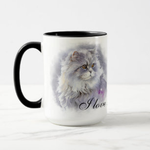 MUG BELLE COULEUR D'EAU FLUFFANT CHAT ANGORA