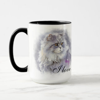 MUG BELLE COULEUR D'EAU FLUFFANT CHAT ANGORA