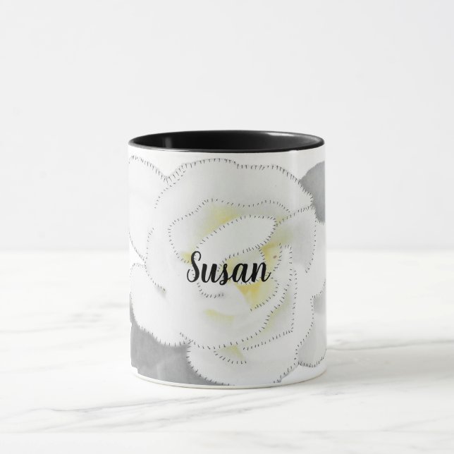 Mug Belle Fleur de Gardenia blanche sur blanc (Centre)