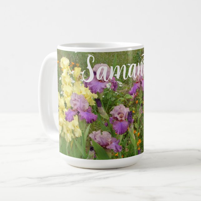 Mug Belle Fleur Fleur d'Iris violet Jardin Fleurs Fleu (Devant gauche)