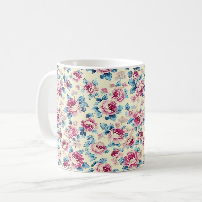 Mug Belle Fleurs Filles Rose Printemps Romantique (Devant gauche)
