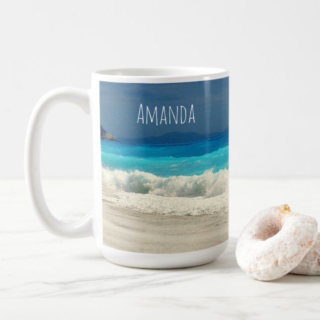 Mug Belle Mer Turquoise Photographie Tropicale (Avec donut)