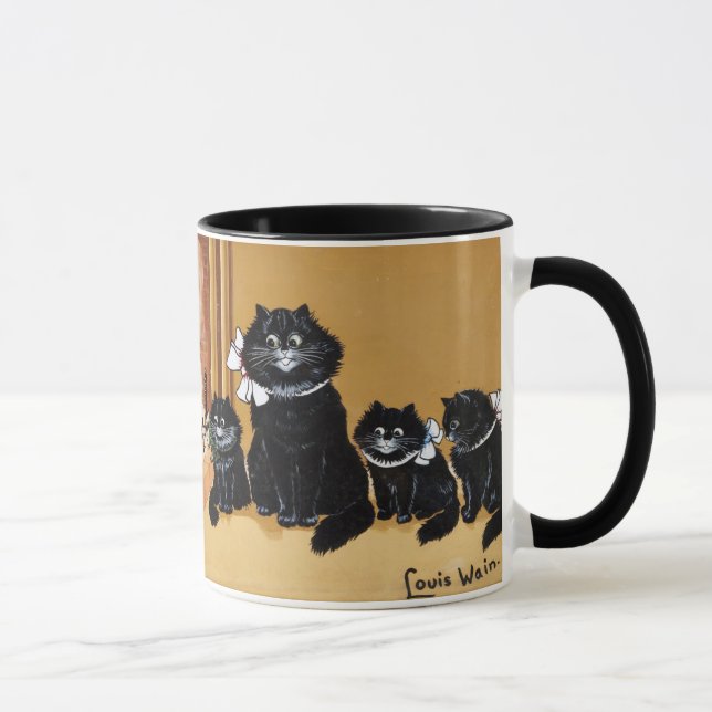 Mug Belle paire de chats noirs Peinture de Louis Wain (Droite)