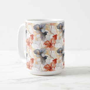 Mug Belle Pêche féminine Rouge Bleu et Blanc Floral