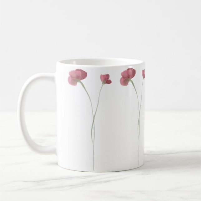 Mug Belle Peinte À La Main Fleurs Sauvages Roses Dusty (Gauche)