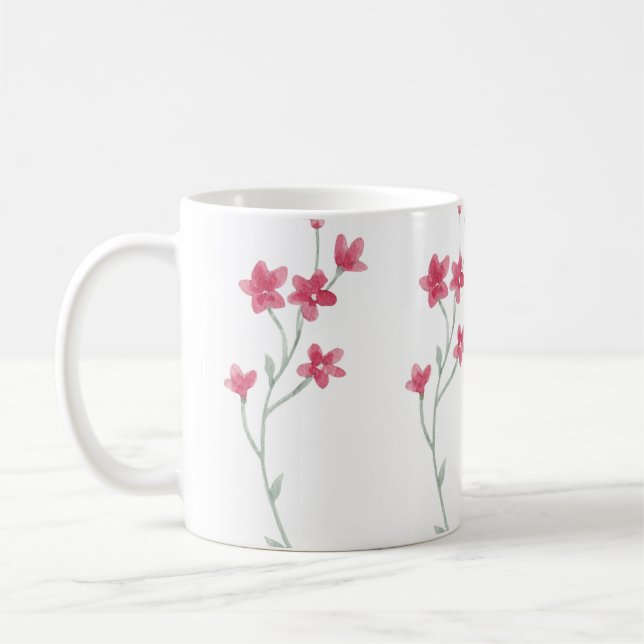 Mug Belle Peinte À La Main Fleurs Sauvages Roses Dusty (Gauche)