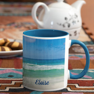 Mug Belle photo de plage Blue Ocean Custom