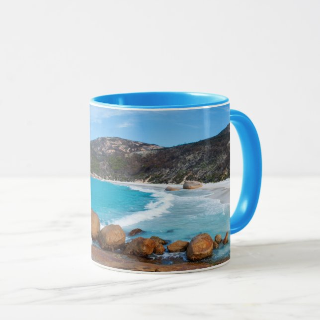 Mug Belle plage australienne et vagues océaniques (Devant droit)