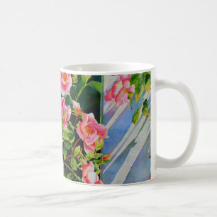 Mug Belle rose rose rouge roses blanc aquarelle floral