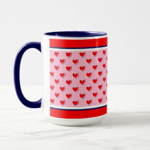 Mug Belles couleurs rouge, rose et bleu cœurs mignons