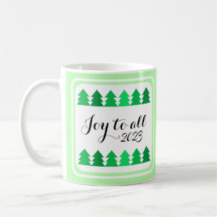 Mug Belles rangées d'arbres de Noël verts Joie Année p