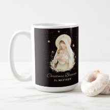 Bénédictions de Noël du prêtre Madonna Enfant Noir