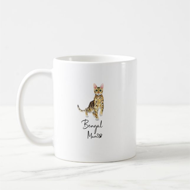 Mug Bengale Maman mignonne Chat Mère Kitten Girl Cadea (Gauche)