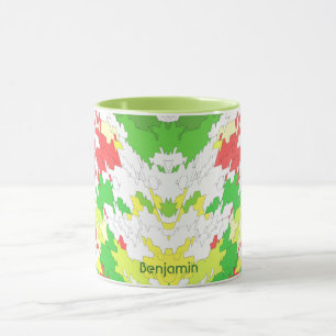 Mug BENJAMIN ~ Blanc Vert Rouge Rouge Jaune NOËL