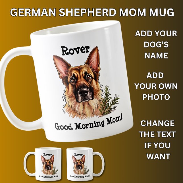 Mug Berger Allemand Ajouter Nom du chien, Changer de p (Créateur téléchargé)