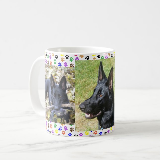 Mug berger allemand, automne, 3 photos & Empreintes de (Devant gauche)