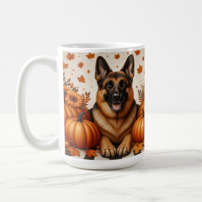 Mug Berger Allemand Avec Citrouille Et Feuilles D'Auto (Gauche)