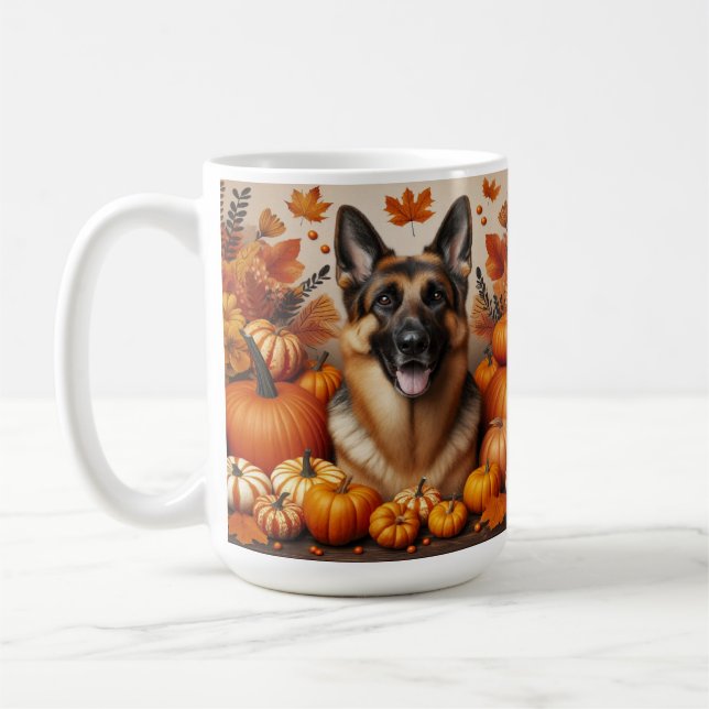 Mug Berger allemand en cadre d'automne (Gauche)