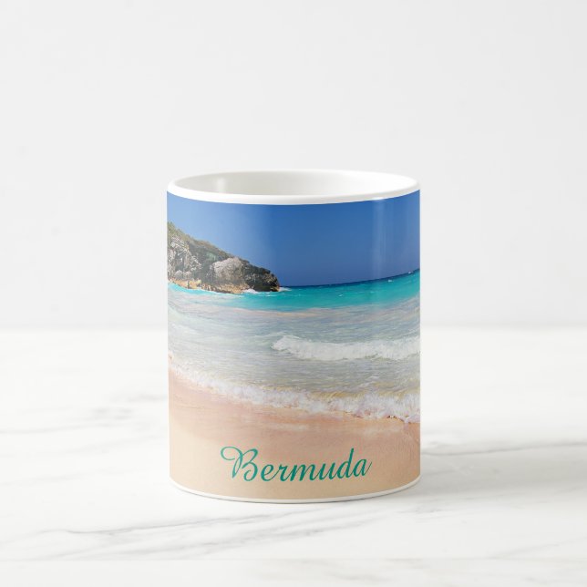 Mug Bermudes Tropical Pink Sand Beach Photo (Centre)