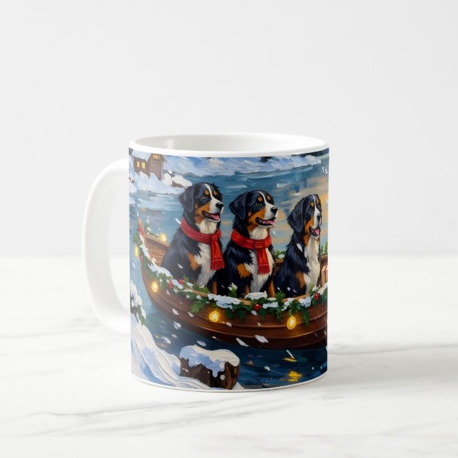 Mug Bernese Mountain Dog Christmas Boat Holiday (Devant gauche)