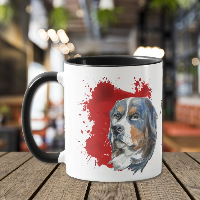 Mug Bernese Mountain Dog Red Abstrait (Créateur téléchargé)