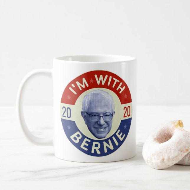 Mug Bernie Sanders Président 2020 Démocrate Photo Retr (Avec donut)