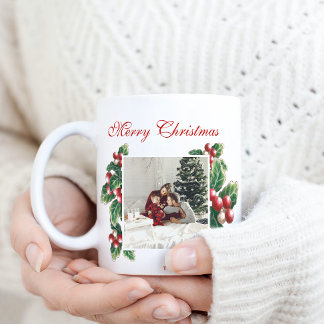 Mug Berries florales d'hiver | Noël | Photo de famille