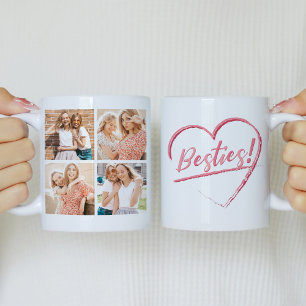 Mug Besoins roses Best Friends 4 Photo Collage