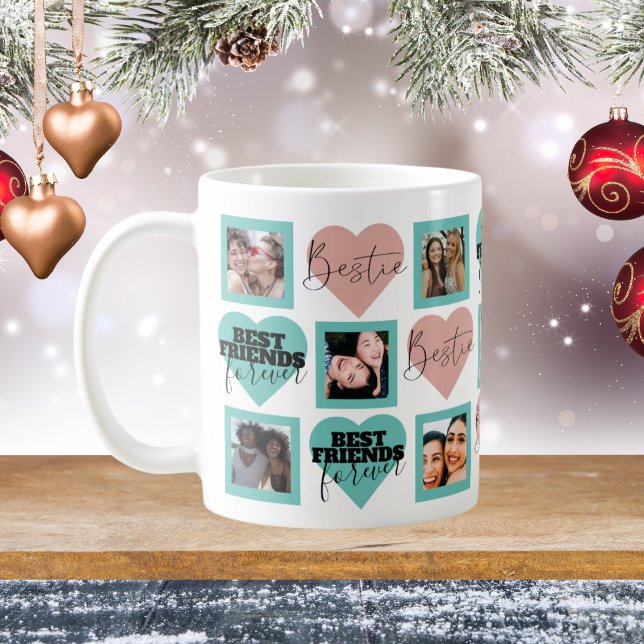 Mug BEST AMIS Photo Collage Turquoise & rose (Créateur téléchargé)