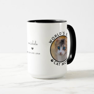 Mug Best Cat Mom Two Photo Typographie moderne
